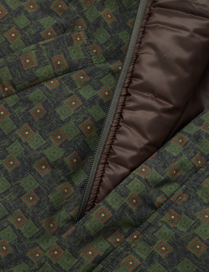 Beams Plus MIL Puff Vest (Nylon Print) - Olive Green