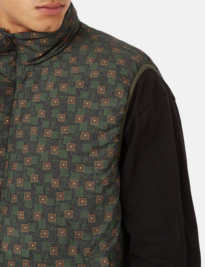Beams Plus MIL Puff Vest (Nylon Print) - Olive Green