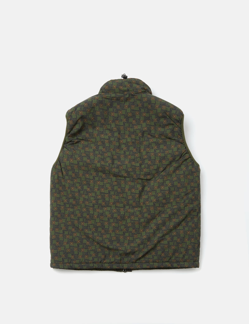 Beams Plus MIL Puff Vest (Nylon Print) - Olive Green