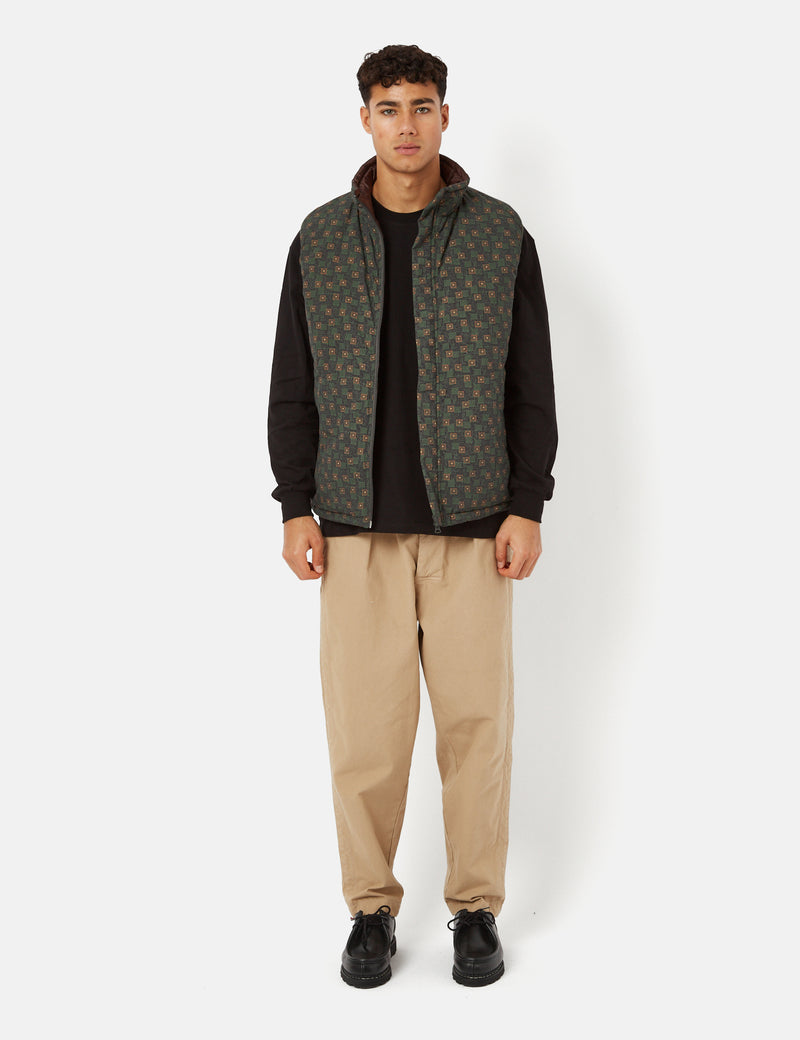 Beams Plus MIL Puff Vest (Nylon Print) - Olive Green