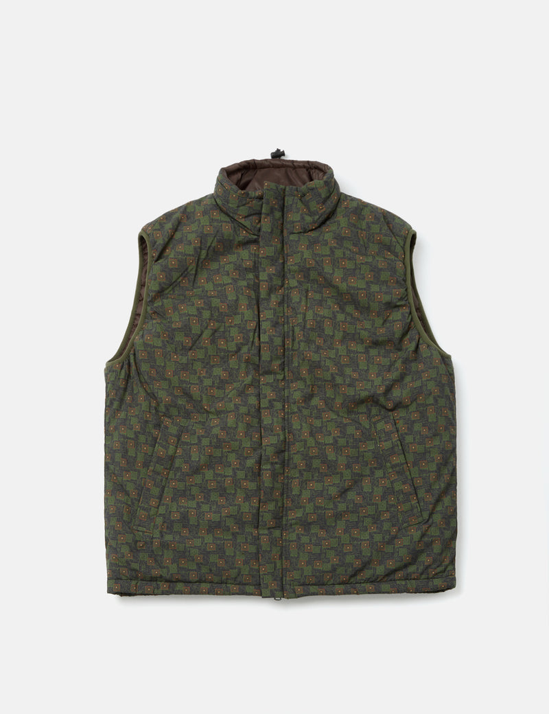 Beams Plus MIL Puff Vest (Nylon Print) - Olive Green