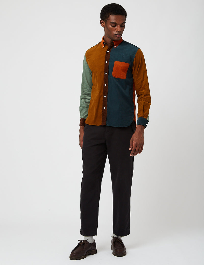 Beams Plus B.D. Panel Corduroy Shirt (21 Wale) - Orange