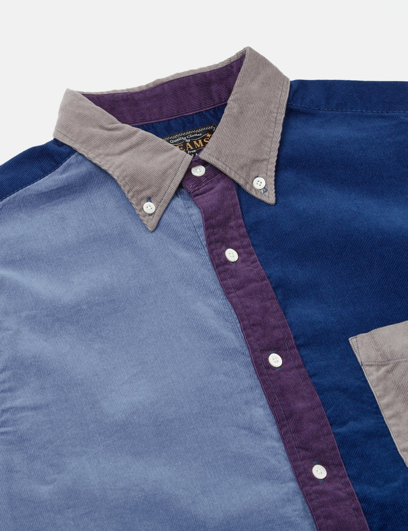 Beams Plus B.D. Panel Shirt (Corduroy) - Grey