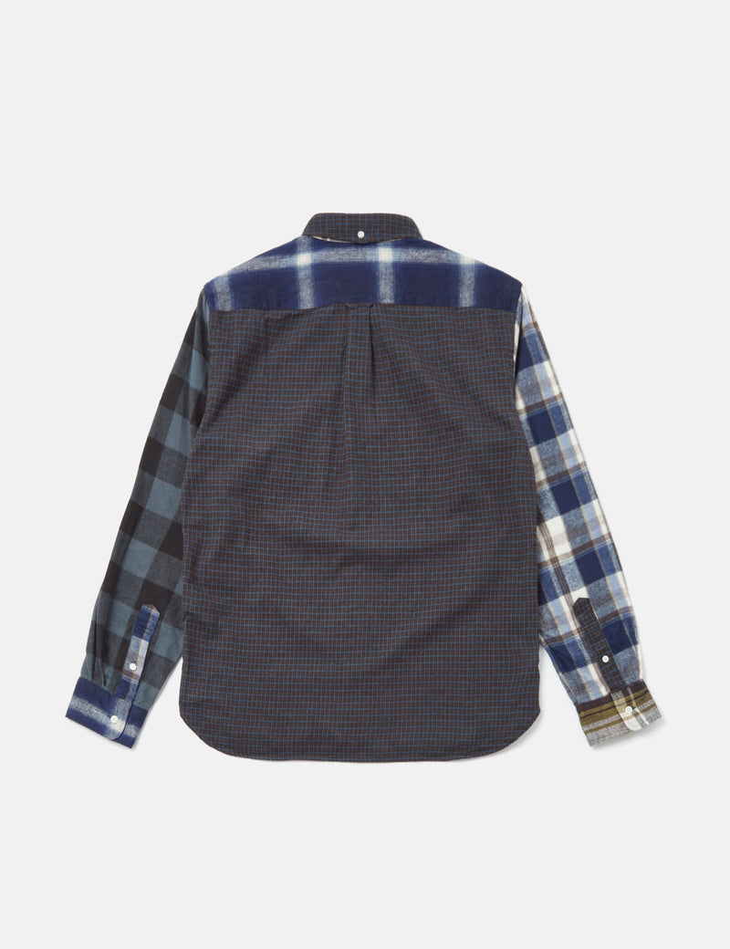 Beams Plus B.D. Panel Shirt (Flannel Check) - Navy Blue