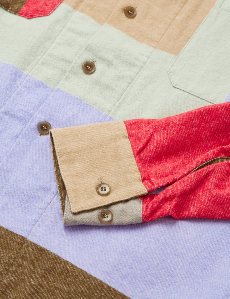 Beams Plus MIL Open Flannel Shirt (Multi Stripe) - Red