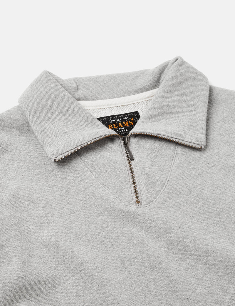 Beams Plus Half Zip Sweatshirt - Grey