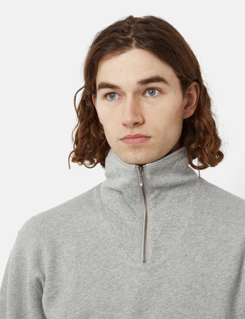 Beams Plus Half Zip Sweatshirt - Grey