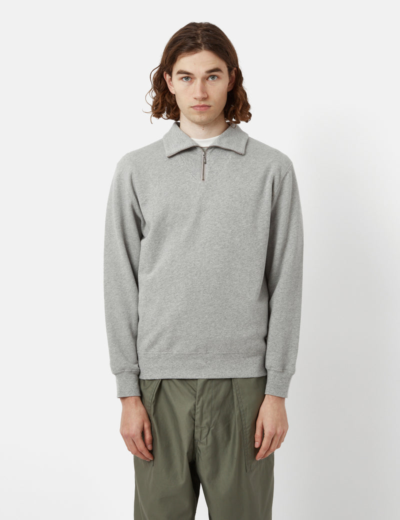 Beams Plus Half Zip Sweatshirt - Grey