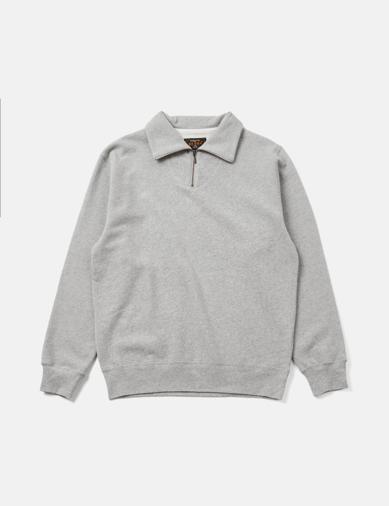 Beams Plus Half Zip Sweatshirt - Grey