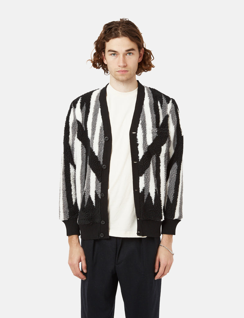 Beams Plus Boa Native Cardigan (Rag Pattern) - Black