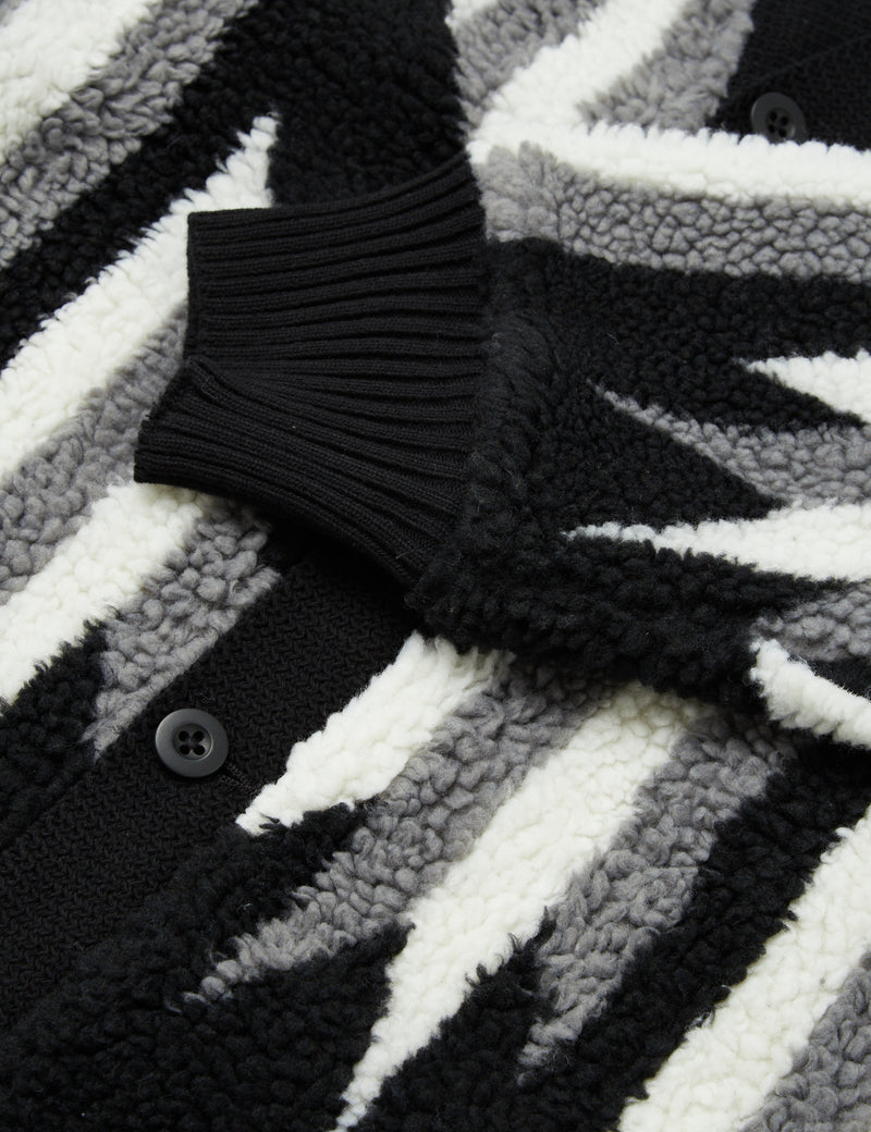 Beams Plus Boa Native Cardigan (Rag Pattern) - Black