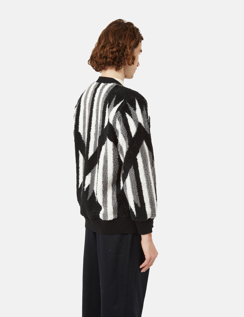 Beams Plus Boa Native Cardigan (Rag Pattern) - Black