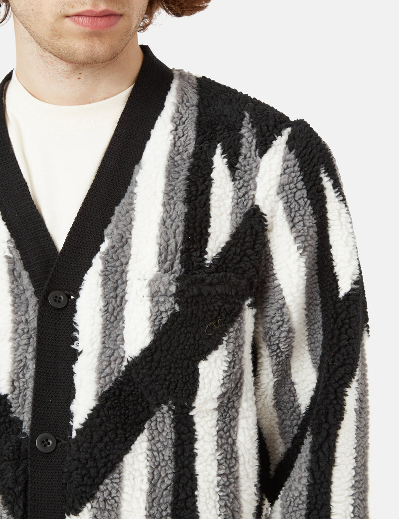 Beams Plus Boa Native Cardigan (Rag Pattern) - Black