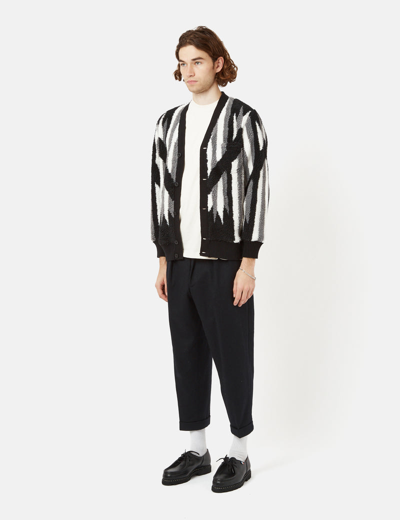 Beams Plus Boa Native Cardigan (Rag Pattern) - Black