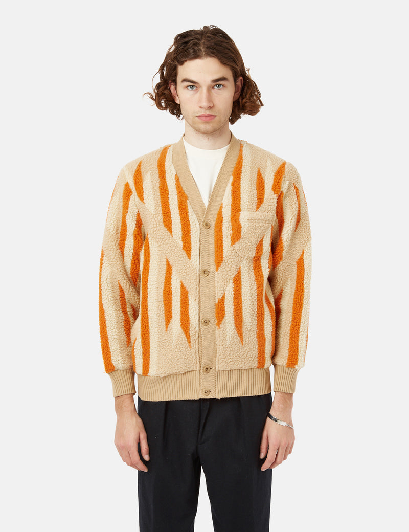 Beams Plus Boa Native Cardigan (Rag Pattern) - Beige