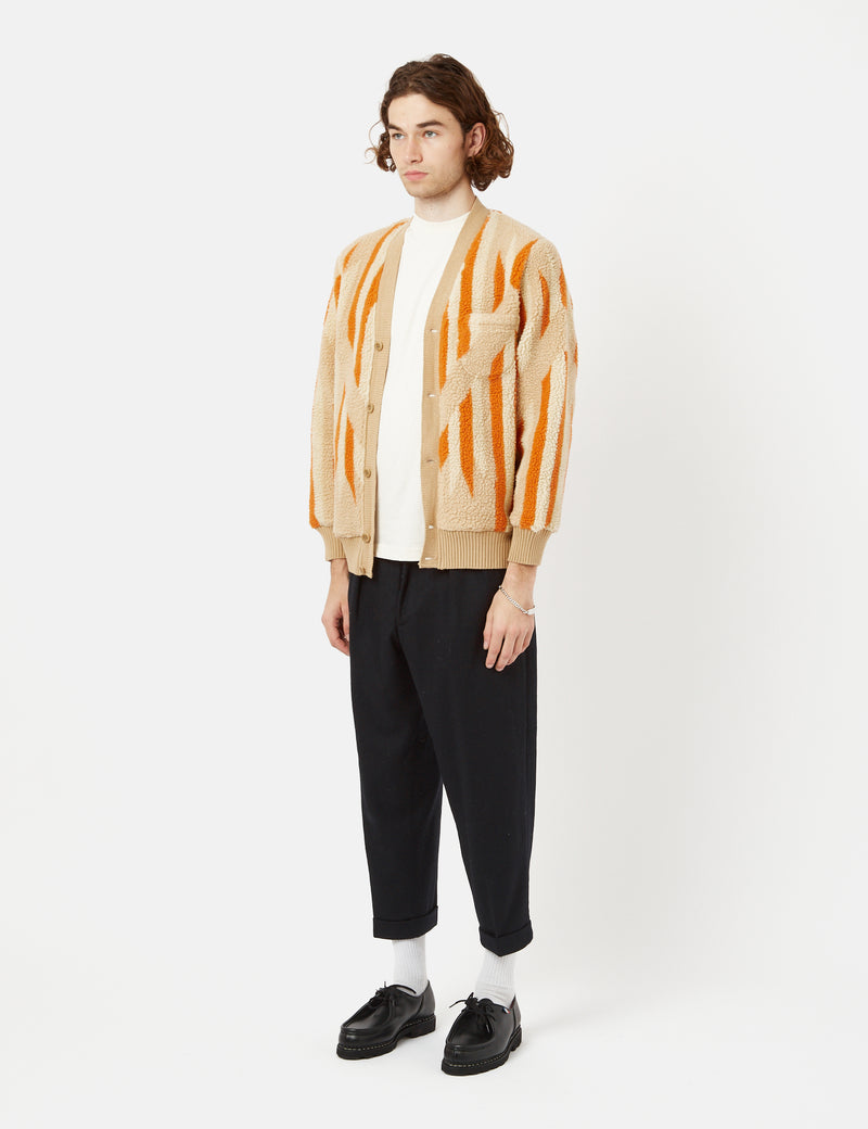 Beams Plus Boa Native Cardigan (Rag Pattern) - Beige
