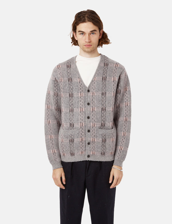 Cardigan Beams Plus Mohair 9G (Carreaux Jacquard) - Gris