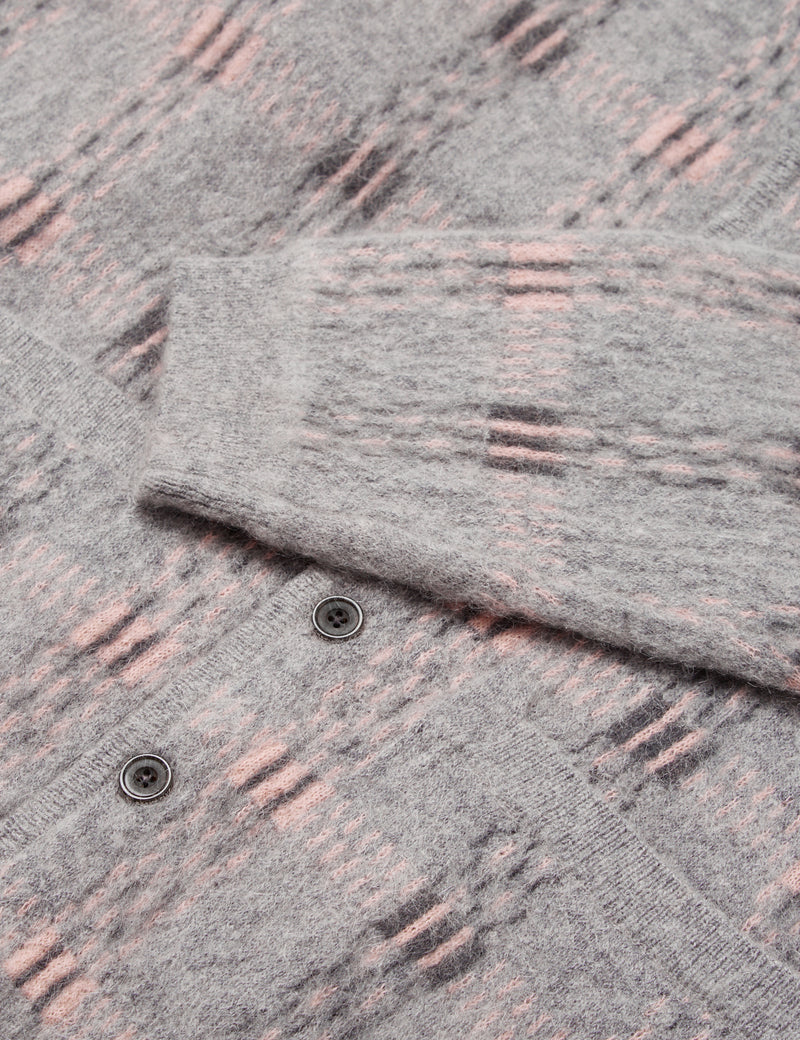 Cardigan Beams Plus Mohair 9G (Carreaux Jacquard) - Gris