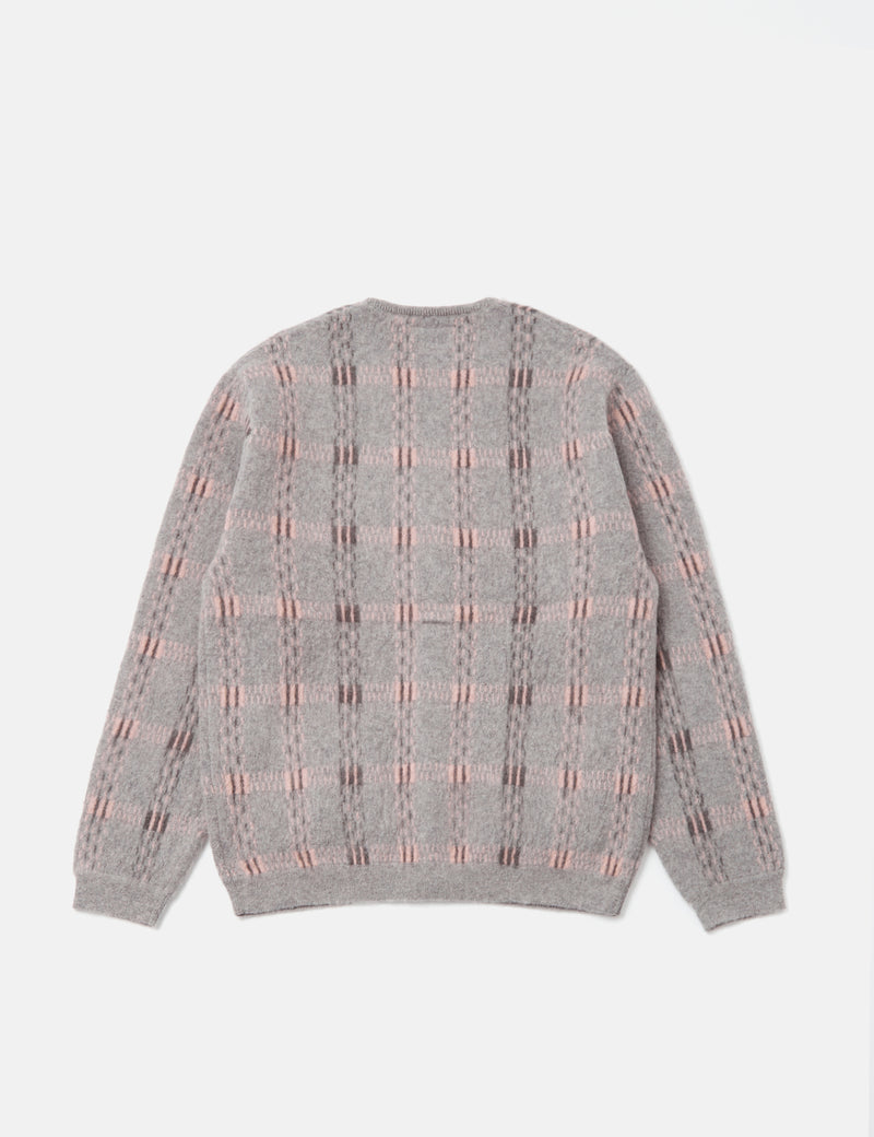 Cardigan Beams Plus Mohair 9G (Carreaux Jacquard) - Gris