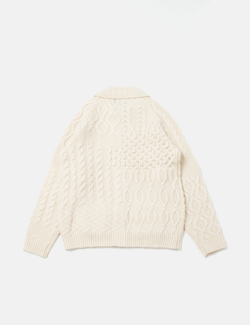 Beams Plus Alan Patchwork Cardigan - Off White