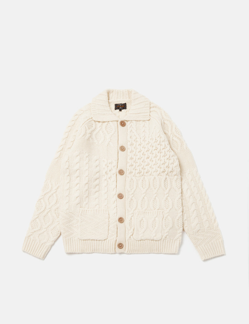 Beams Plus Alan Patchwork Cardigan - Off White