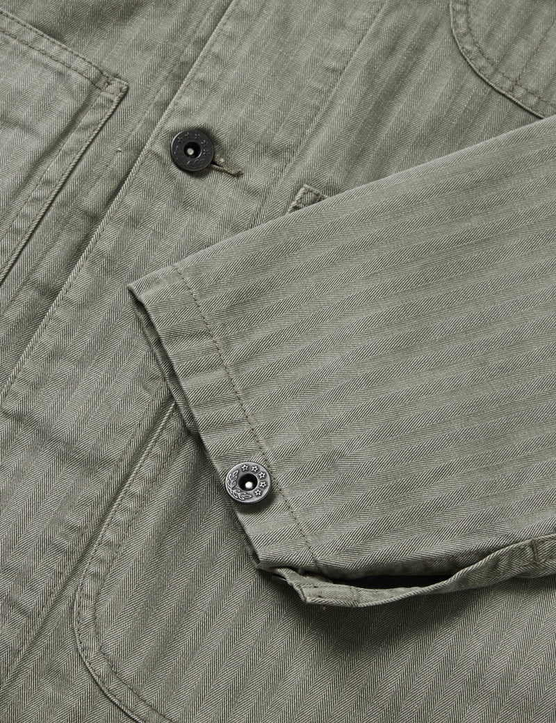 Beams Plus MIL Chore Jacket (Supima Herringbone) - Olive Green