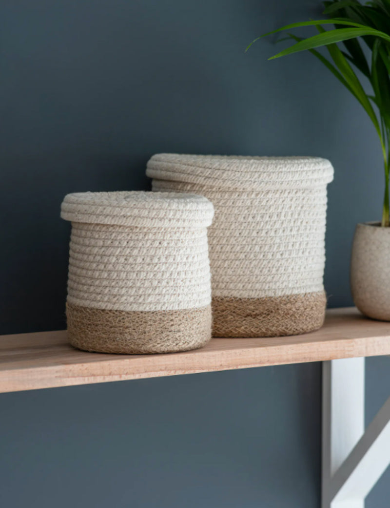 Garden Trading Beckley Storage Baskets (Set of 2) - White & Natural