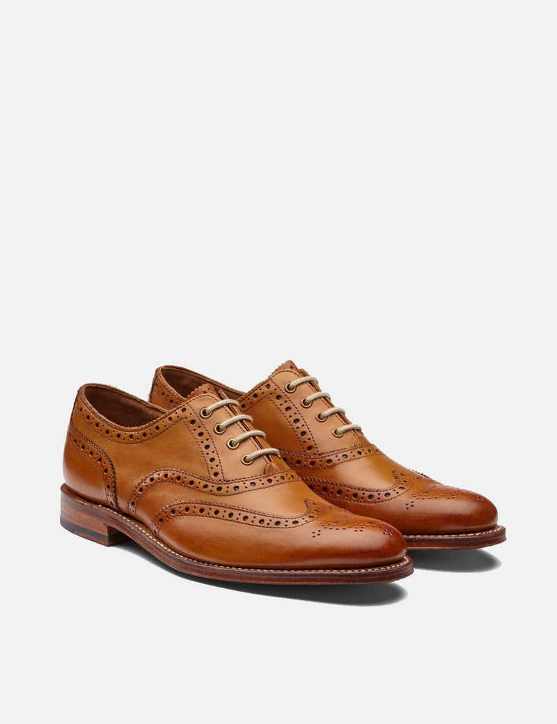 Womens Grenson Martha Brogue Shoes (Leather) - Tan