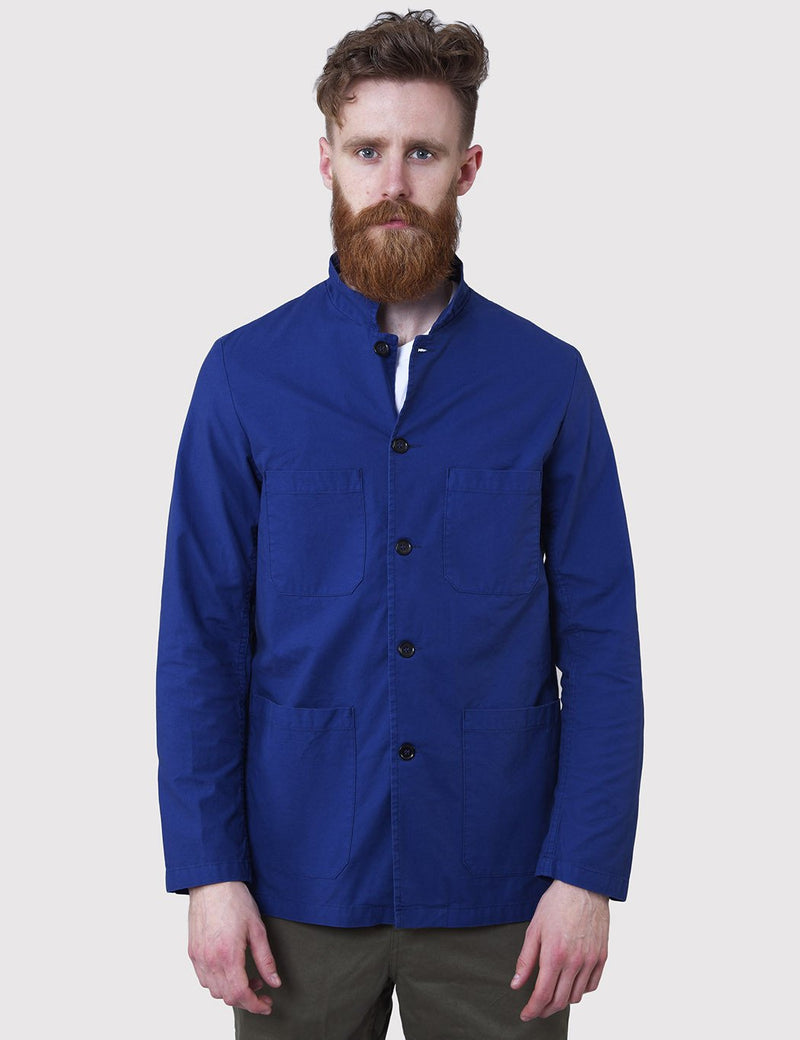 Vetra French Workwear Jacket Small Collar (Overdyed) - Hydrone Blue - Article.