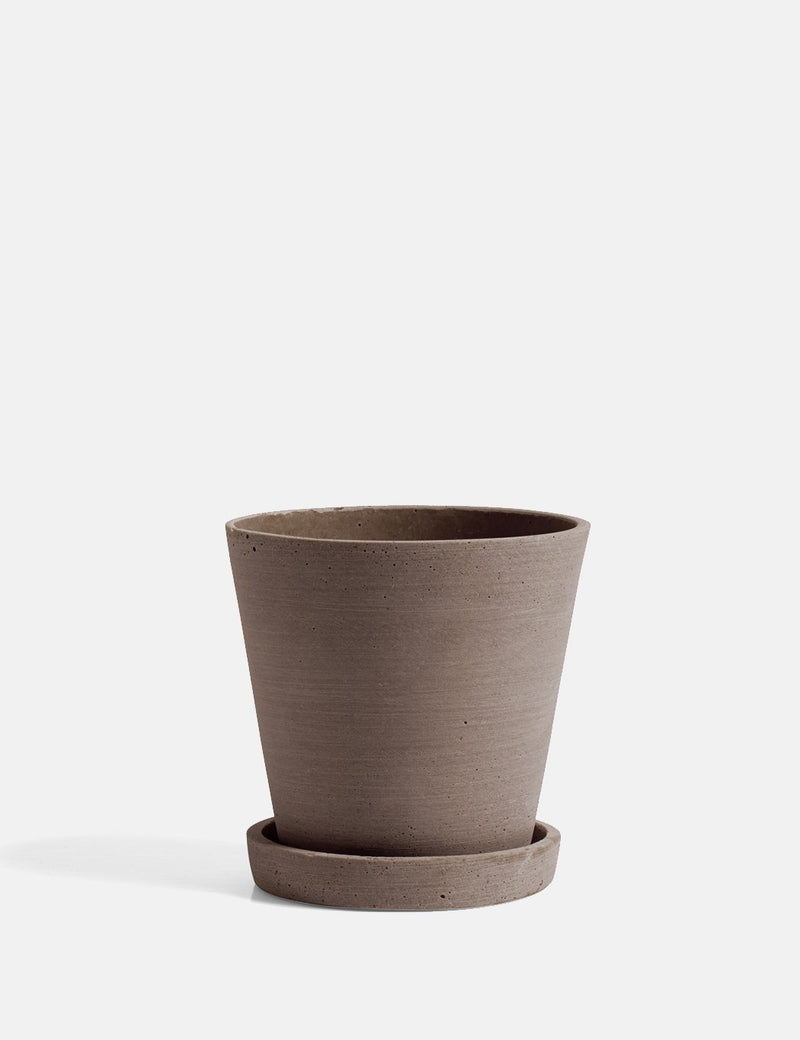 Hay Flower Pot With Saucer (Medium) - Terracota