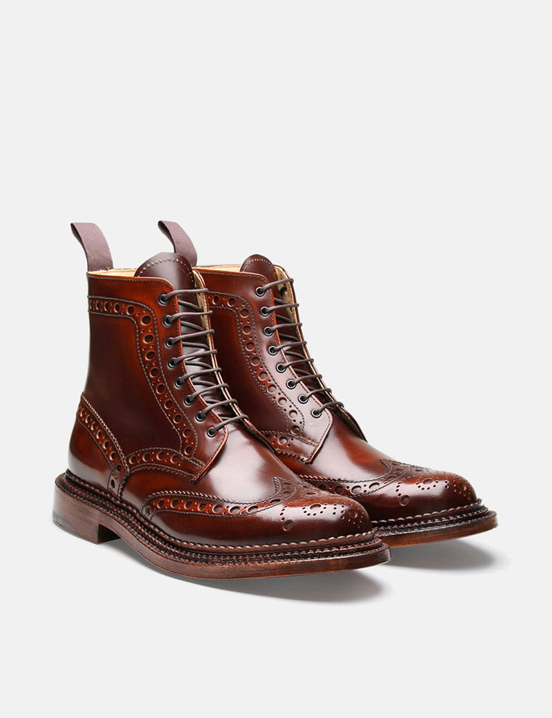 Grenson Triple Welt Fred Boots - Mahogany Brown
