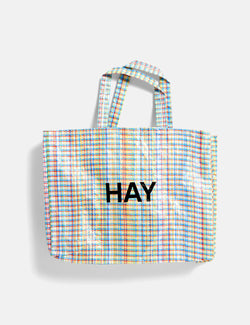 Hay Multi Check Shopper (Medium) - Blue and Orange