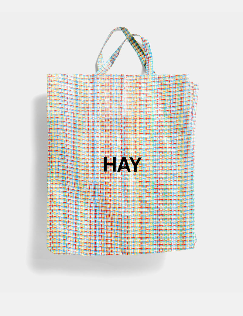 Hay Multi Check Shopper (XL) - Blue and Orange