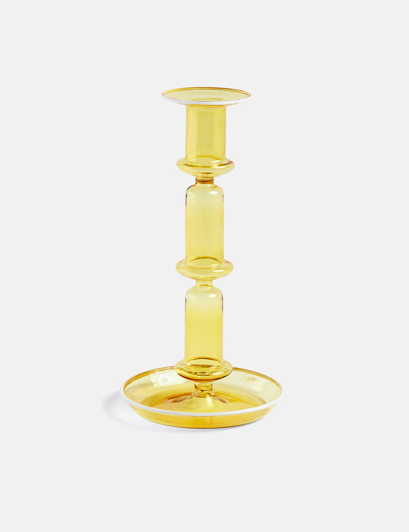Hay Flare Candle Holder (Tall, White Rim) - Yellow
