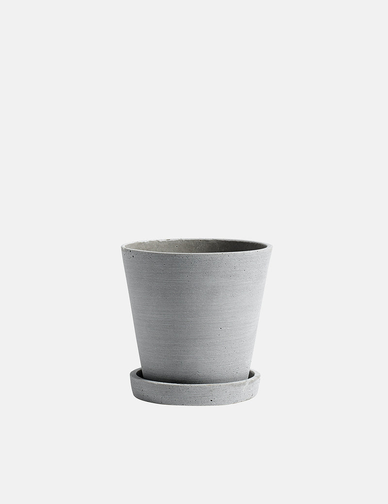 Hay Flowerpot with Saucer (Medium) - Grey