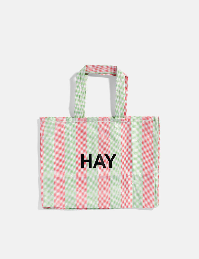 Sac Shopper Recyclé Candy Stripe de Hay (Moyen) - Vert/Rouge