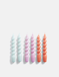 Hay Spiral Candle (Set of 6) - Ice Blue/Lilac/Apricot