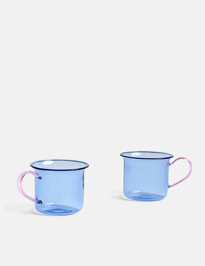 Hay Borosilicate Cup (Set of 2) - Light Blue/Pink Handle