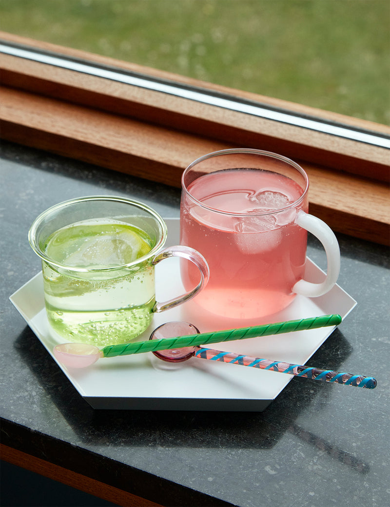 Hay Borosilicate Mug (Set of 2) - Pink/White Handle