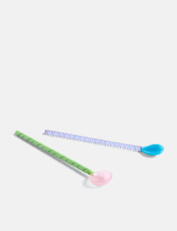 Hay Glass Spoons Twist (Set of 2) - Turquoise/Light Pink