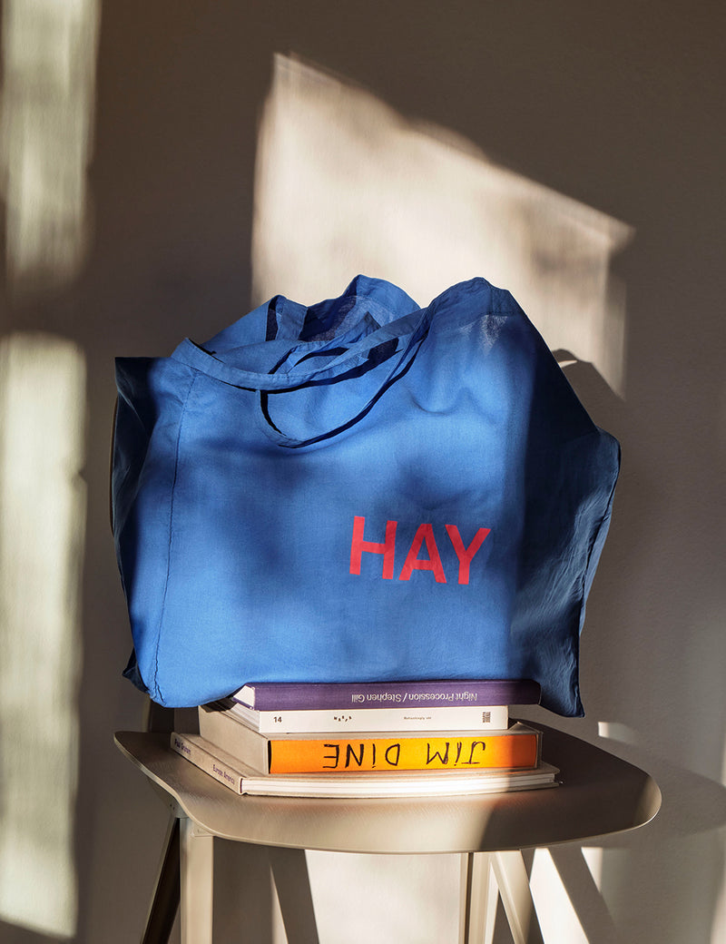 Hay Logo Tote Bag (Large, Red Logo) - Blue