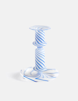HAY Flare Candle Holder (Medium, Striped) - Blue/White