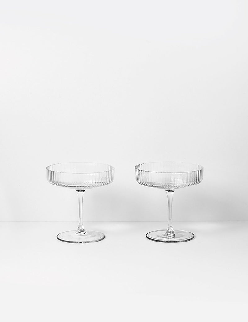 Ferm Living Ripple Champagne Saucer (Set of 2) - Clear