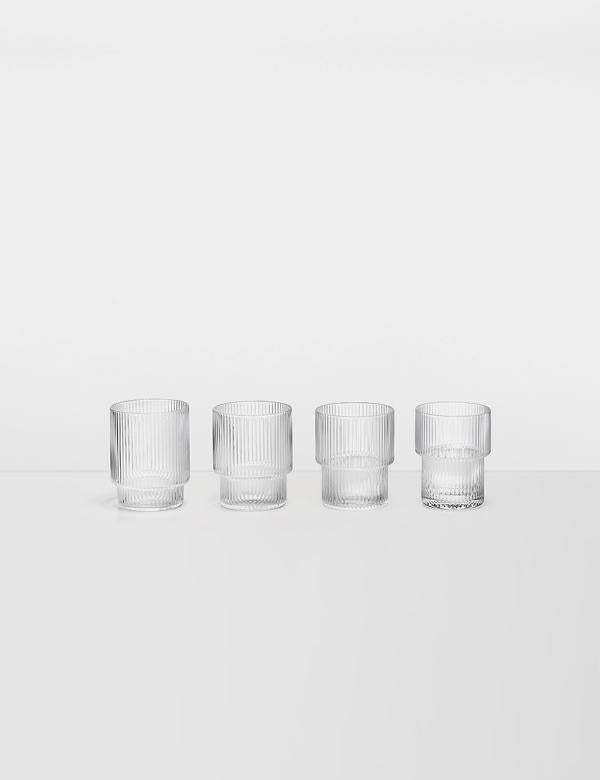 Ferm Living Ripple Glass Set of 4 (Medium) - Clear