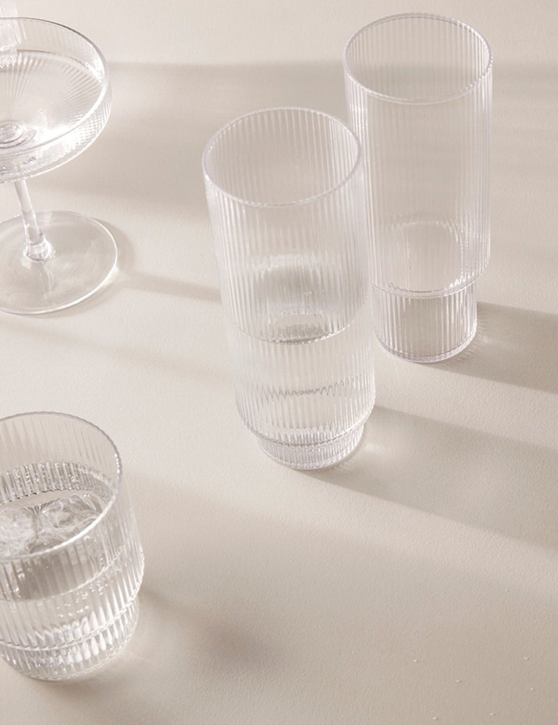 Ferm Living Ripple Long Drink Glasses (Set of 4) - Clear