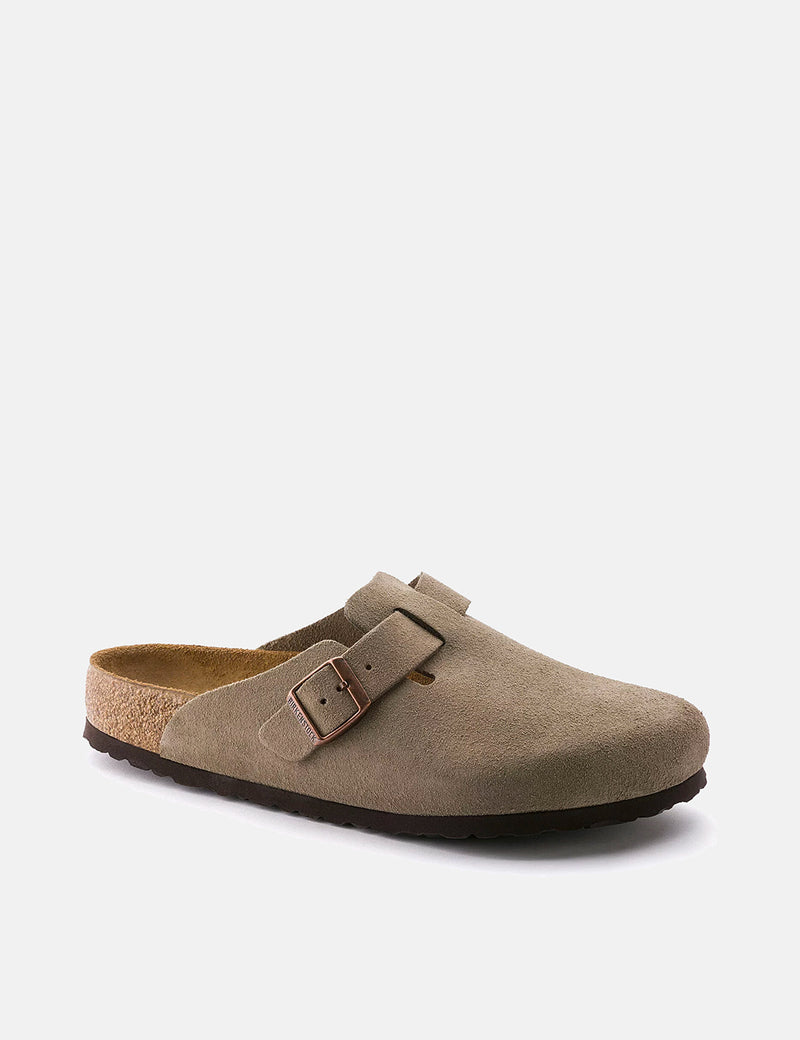 Birkenstock Boston Suede Leather (Regular, Soft Footbed) - Taupe