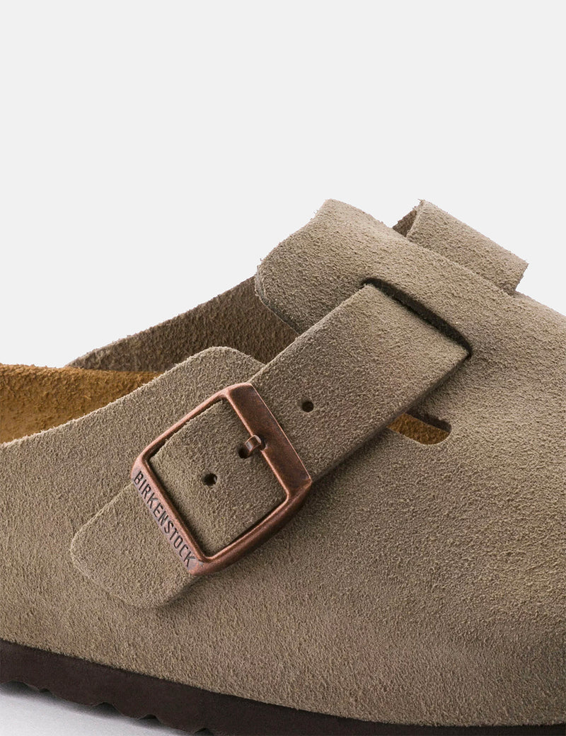 Birkenstock Boston Suede Leather (Regular, Soft Footbed) - Taupe