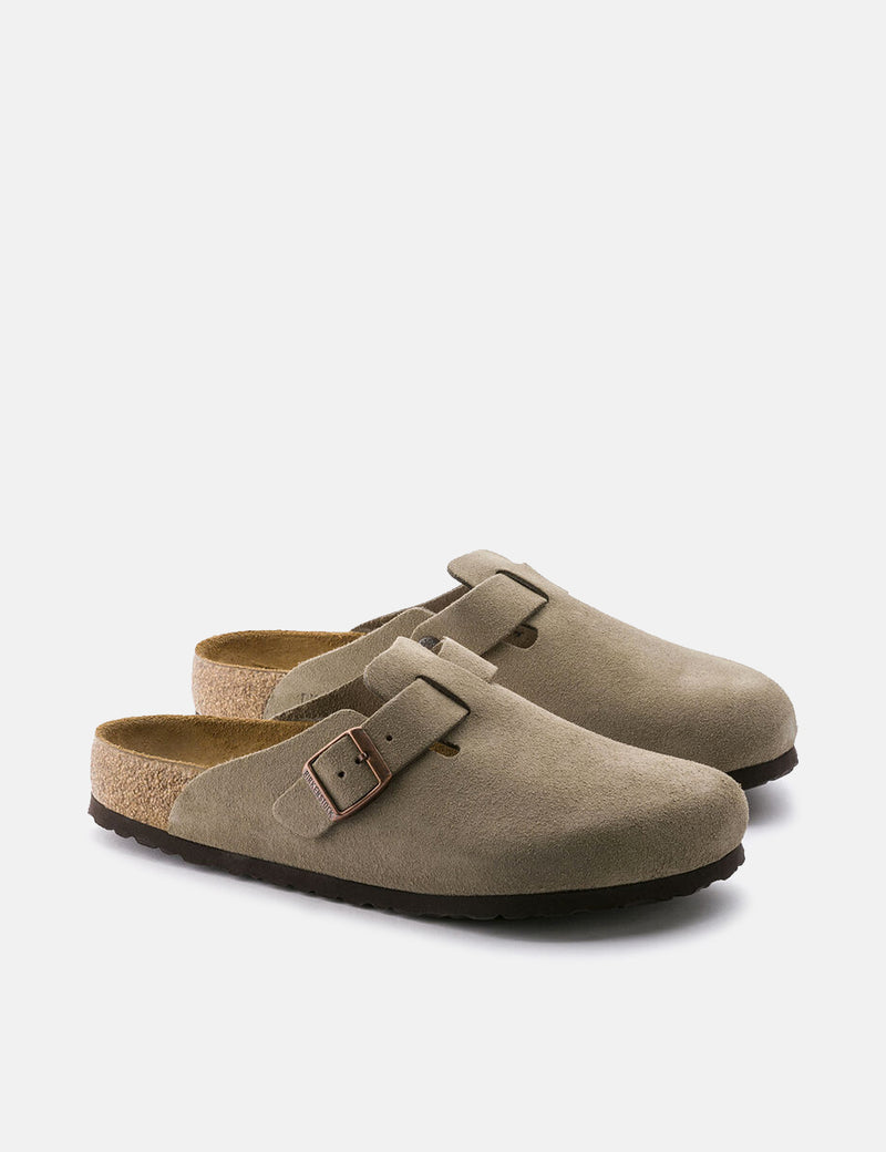 Womens Birkenstock Boston Suede (Narrow) - Taupe