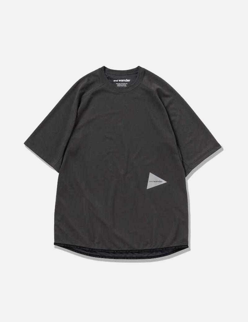 And Wander Power Dry Jersey Raglan T-shirt - Gris Anthracite