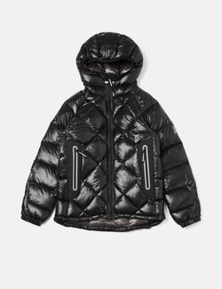 And Wander Diamond Stitch Down Hooded Jacket - Black